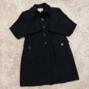 Rare 90s Vintage Talbots Wool Car Coat | Black | 8P | Made in USA